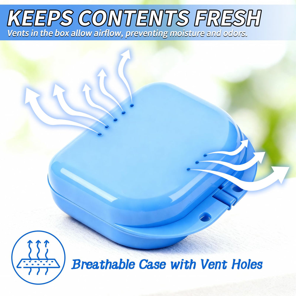 Pink denture case with vent holes and snap-lock