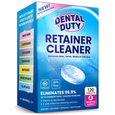 Front packaging of 120-count retainer and denture cleaner tablets