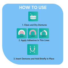 Versatile adhesive suitable for dentures, retainers, veneers and cosplay fangs