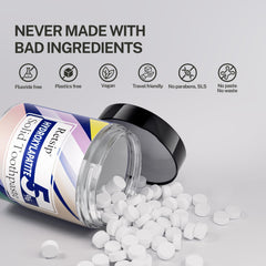 Recyclable glass jar packaging for Retsip toothpaste tablets
