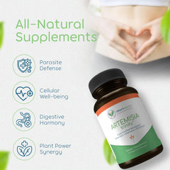 Return Healthy Artemisia Trinity label detail emphasizes 30:1 wormwood extract potency.