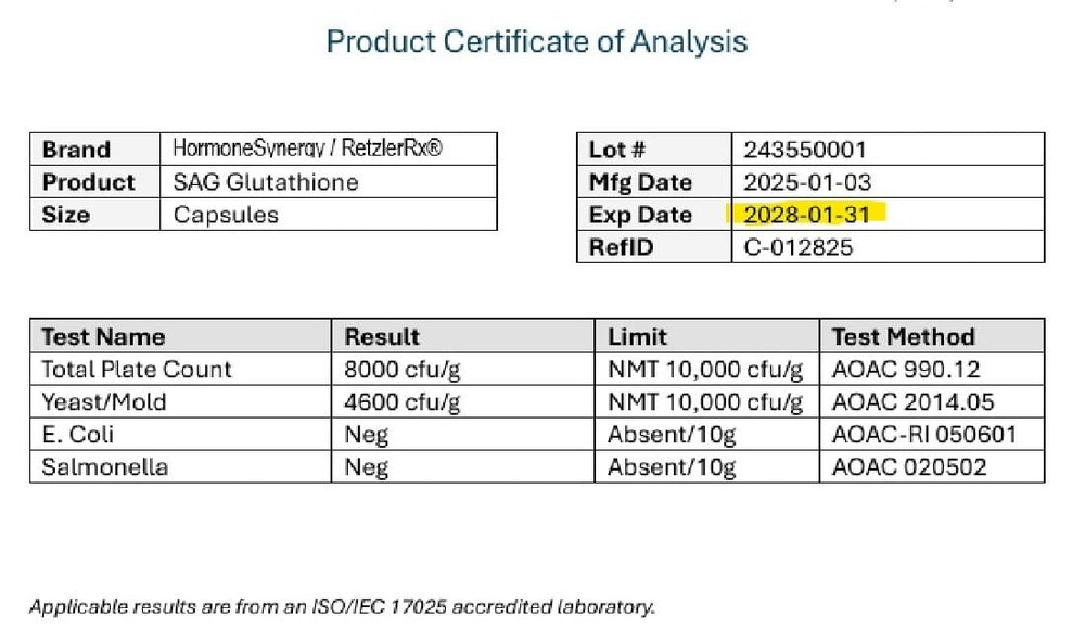 100 mg per capsule RetzlerRx S-Acetyl Glutathione capsule