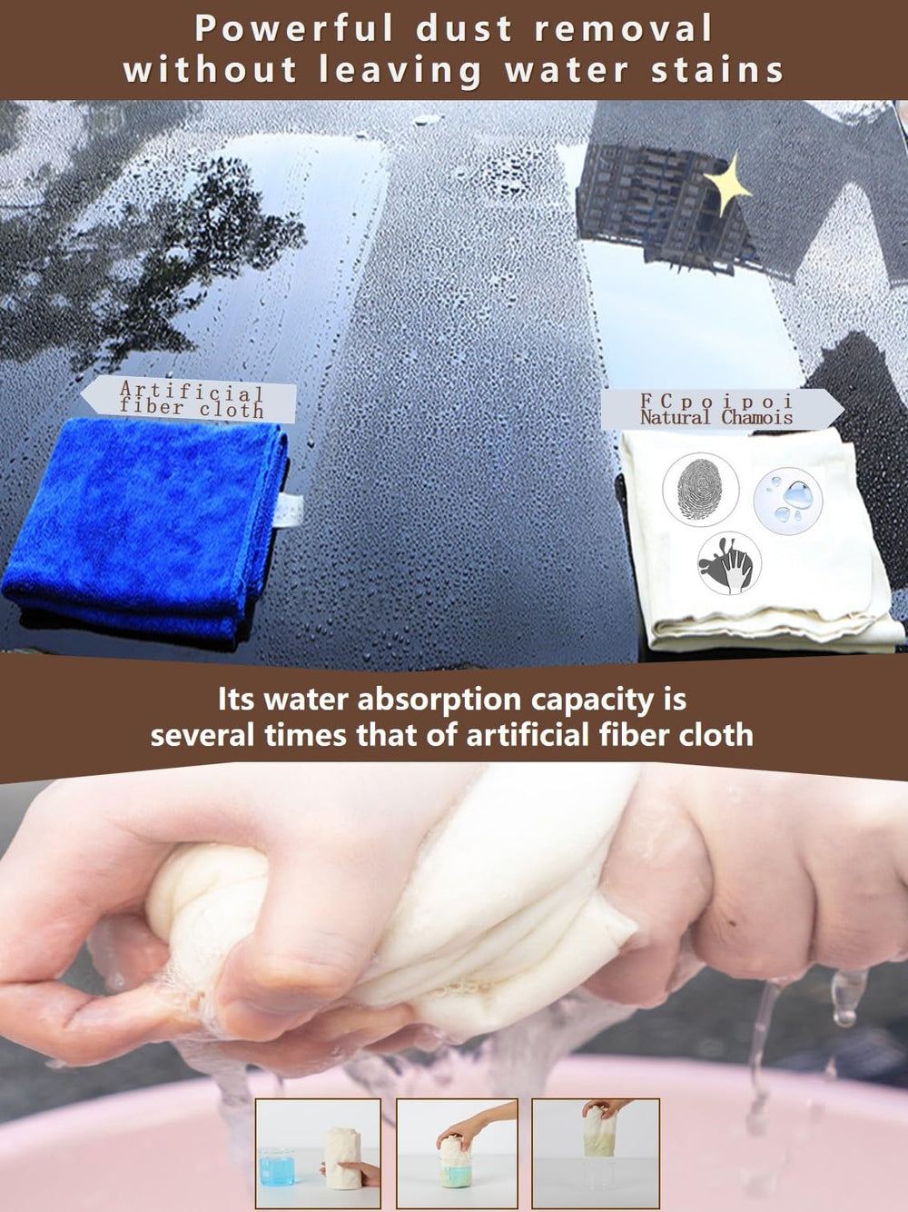 Reusable chamois cleaning cloth suitable for jewelry and watches