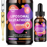 Front view of ReviNutra Liposomal Glutathione 2000mg Strawberry liquid drops bottle