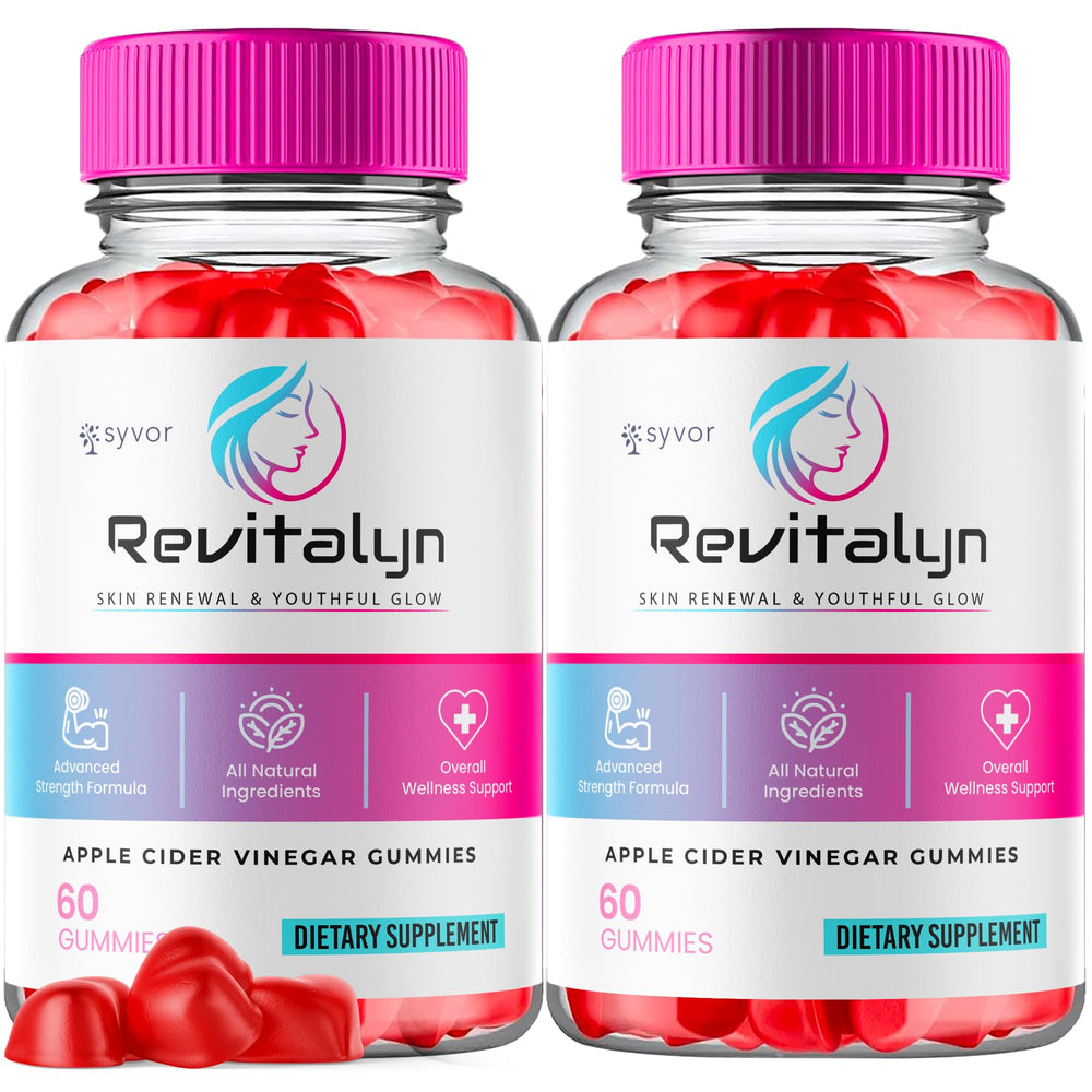 Front view of Revitalyn Apple Cider Vinegar Gummies 2-Pack bottle on white background