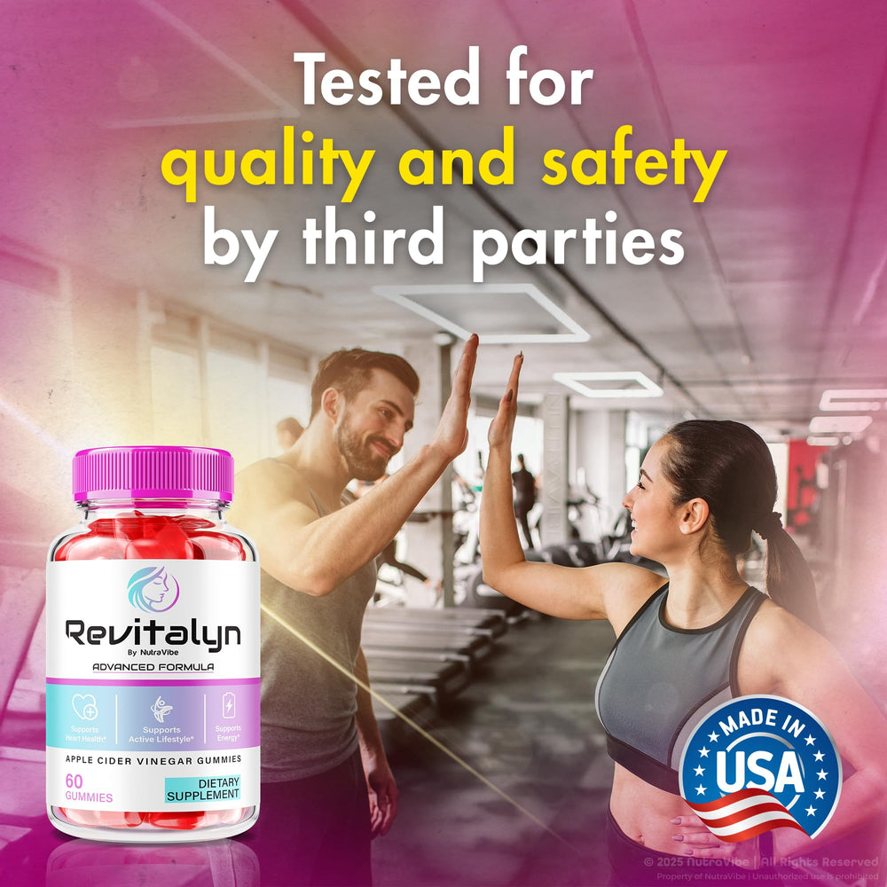 Product shot highlighting beauty and skin benefits of Revitalyn gummies