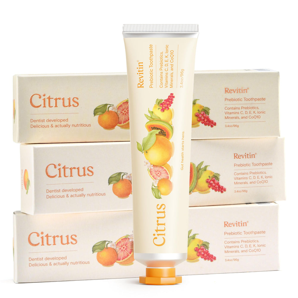 Revitin Fluoride-Free Prebiotic Citrus Tooth Gel Pack of 3 Front View