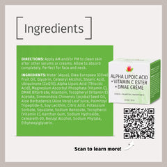 Cream featuring antioxidants Alpha Lipoic Acid and Vitamin C Ester