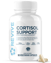 Front view of Revive MD Cortisol Manager bottle with 90 veggie capsules