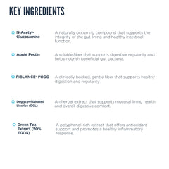 Close-up of GI Plus label highlighting ingredients (Apple Pectin, Lecithin, Cinnamon, Green Tea)
