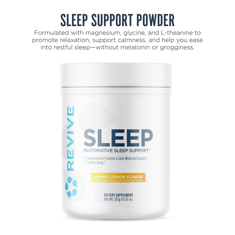 Jar of Revive MD Sleep Support with scoop