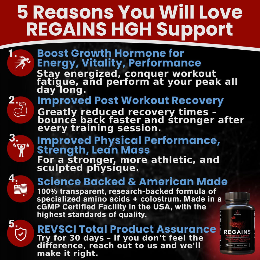 Revolution Science HGH supplements capsules closeup for daily muscle support