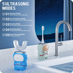 RexCodar kids toothbrush blue four-head set (two silicone U-shaped, two soft)