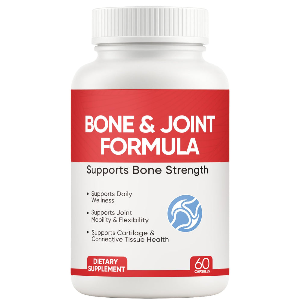 Bottle of REYUQU Bone & Joint Support supplement with 60 capsules.