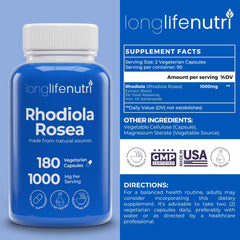 Close-up of Rhodiola Rosea 500mg capsules
