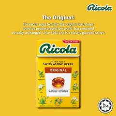 Front view of Ricola Sugar Free Herb Drops 45g Pack of 10