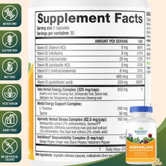AdrenaLove supplement facts panel