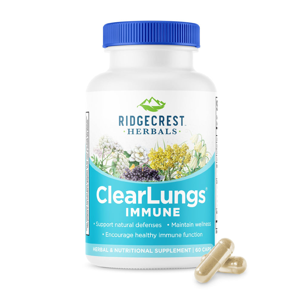 Front view of RidgeCrest ClearLungs Immune bottle (60 capsules)
