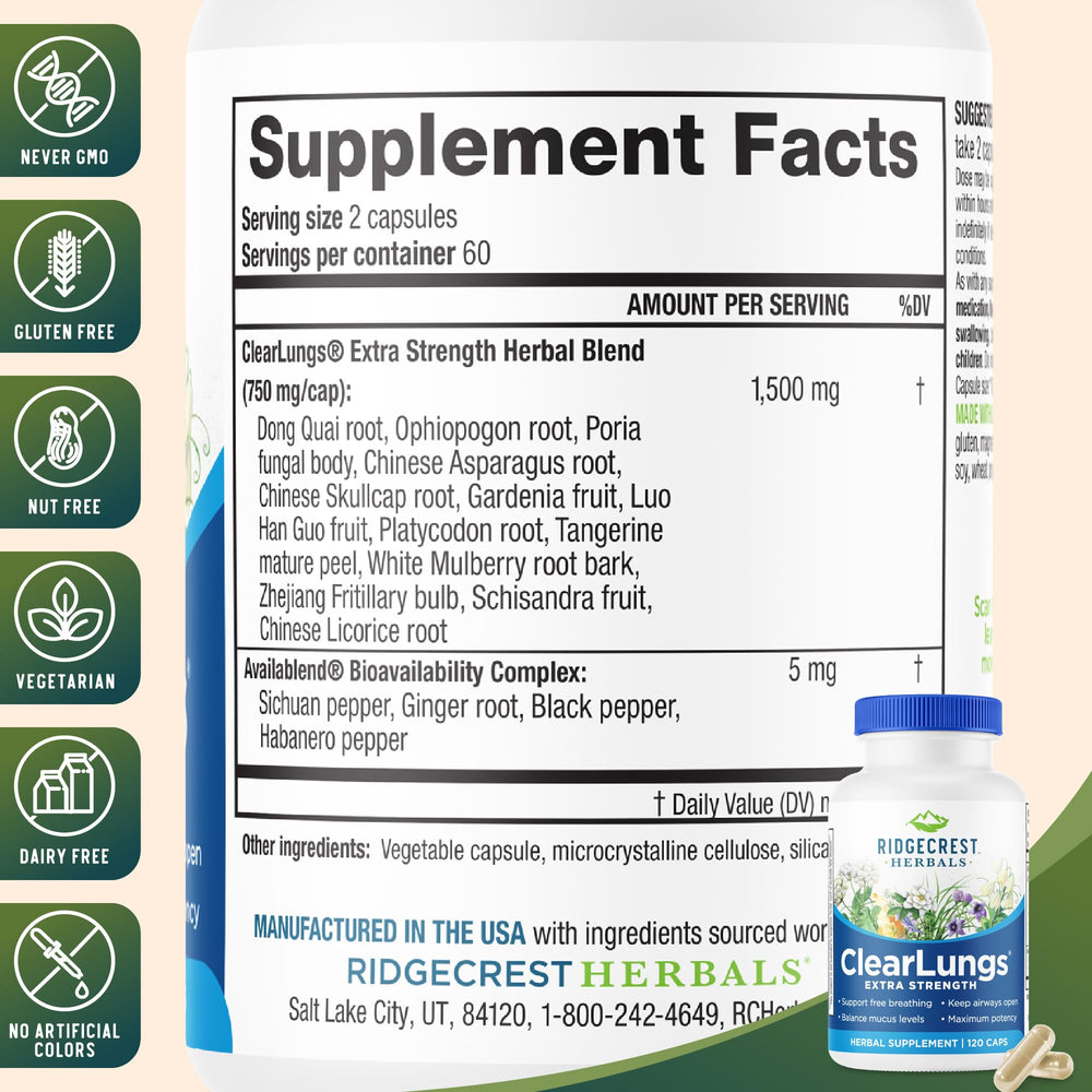 Illustration of natural ingredients used in ClearLungs Extra Strength