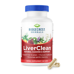 Bottle of Ridgecrest LiverClean herbal liver support supplement