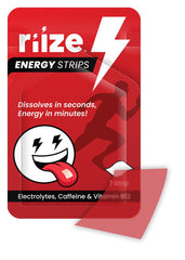 Close-up of Riize Energy Strip dissolving under tongue for fast action