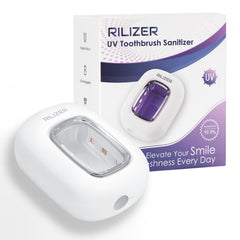 RILIZER UV toothbrush sanitizer cover mounted on bathroom wall with magnetic mount