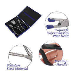 Blue case with eyeglass repair tools