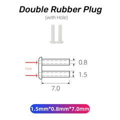 Close-up of PVC double rubber plug for rimless glasses