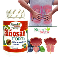 Riñosan Forte packaging showing herbal ingredients