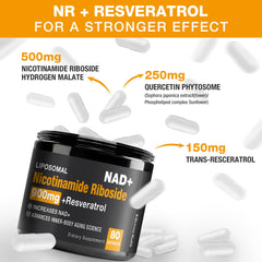 Close-up of NR and Resveratrol capsules