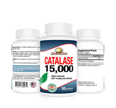 Close-up of Rise-N-Shine Catalase 15,000 bottle label