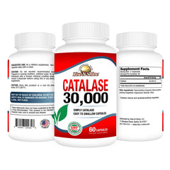Rise-N-Shine Catalase 30,000 bottle label with capsules