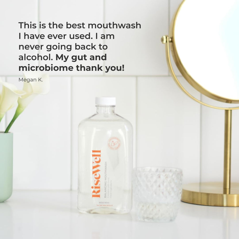 Per-pack packaging: RiseWell Balancing Mouthwash 2 bottles in a box