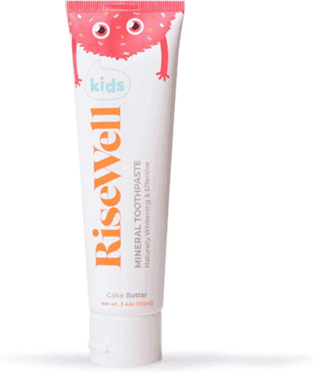 RiseWell Kids Mineral Toothpaste cake batter flavor container