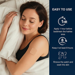 Patch applied to skin before bed for easy sleep