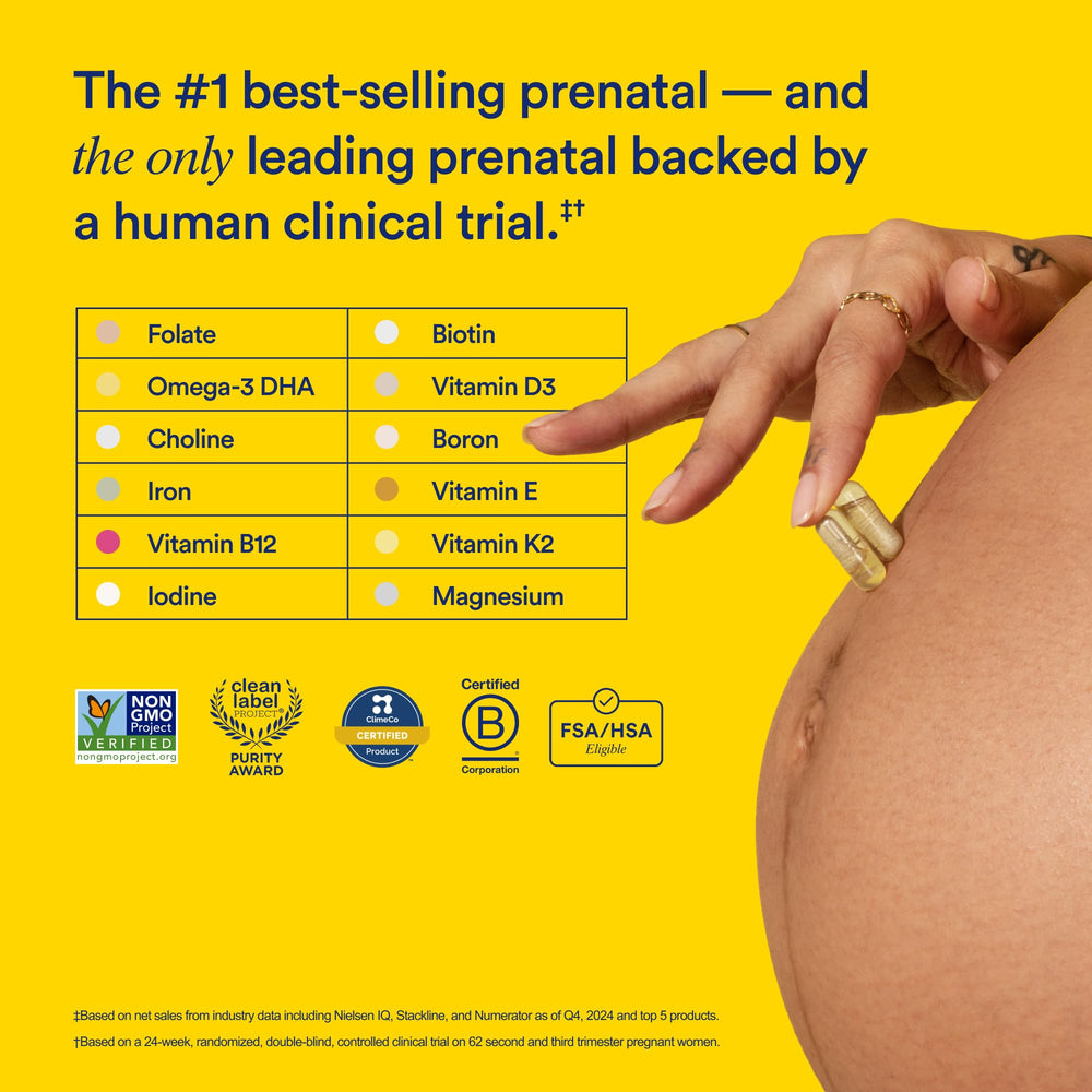 Ritual Essential for Women Prenatal capsules close-up highlighting gentle stomach-friendly formula
