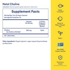Natal Choline packaging and product label