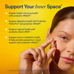 Graphic showing probiotic ingredients HN001 and UREX