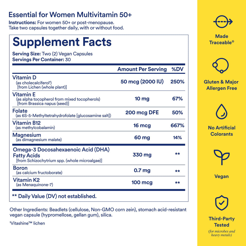 Graphic showing traceable ingredients including Chelated Magnesium and Vitamin D3