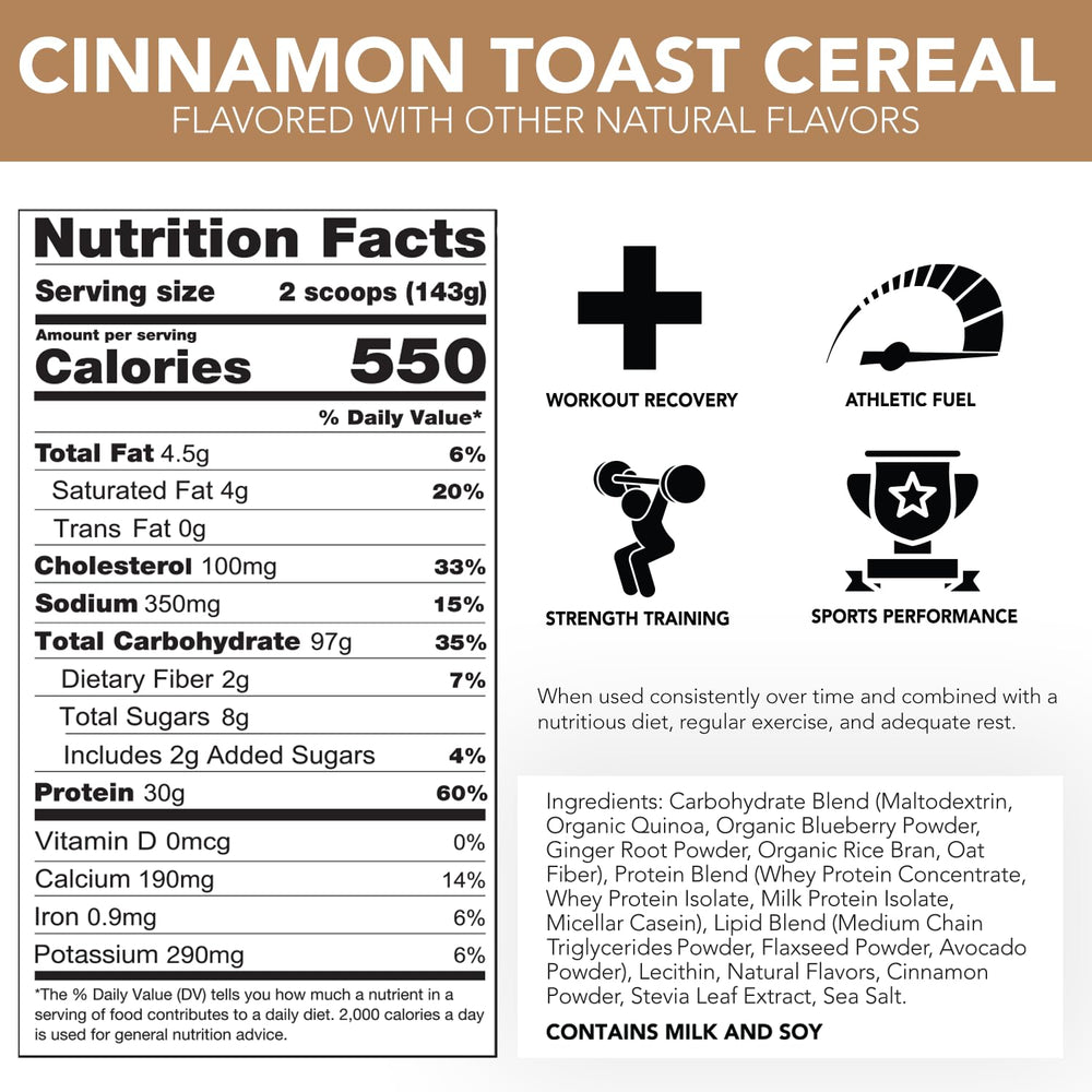 Rival Nutrition Clean Gainer cinnamon toast shake glass ready to mix.