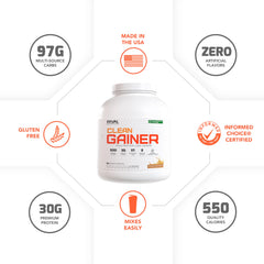 Rival Nutrition Clean Gainer protein blend visual showcasing complete protein mix.