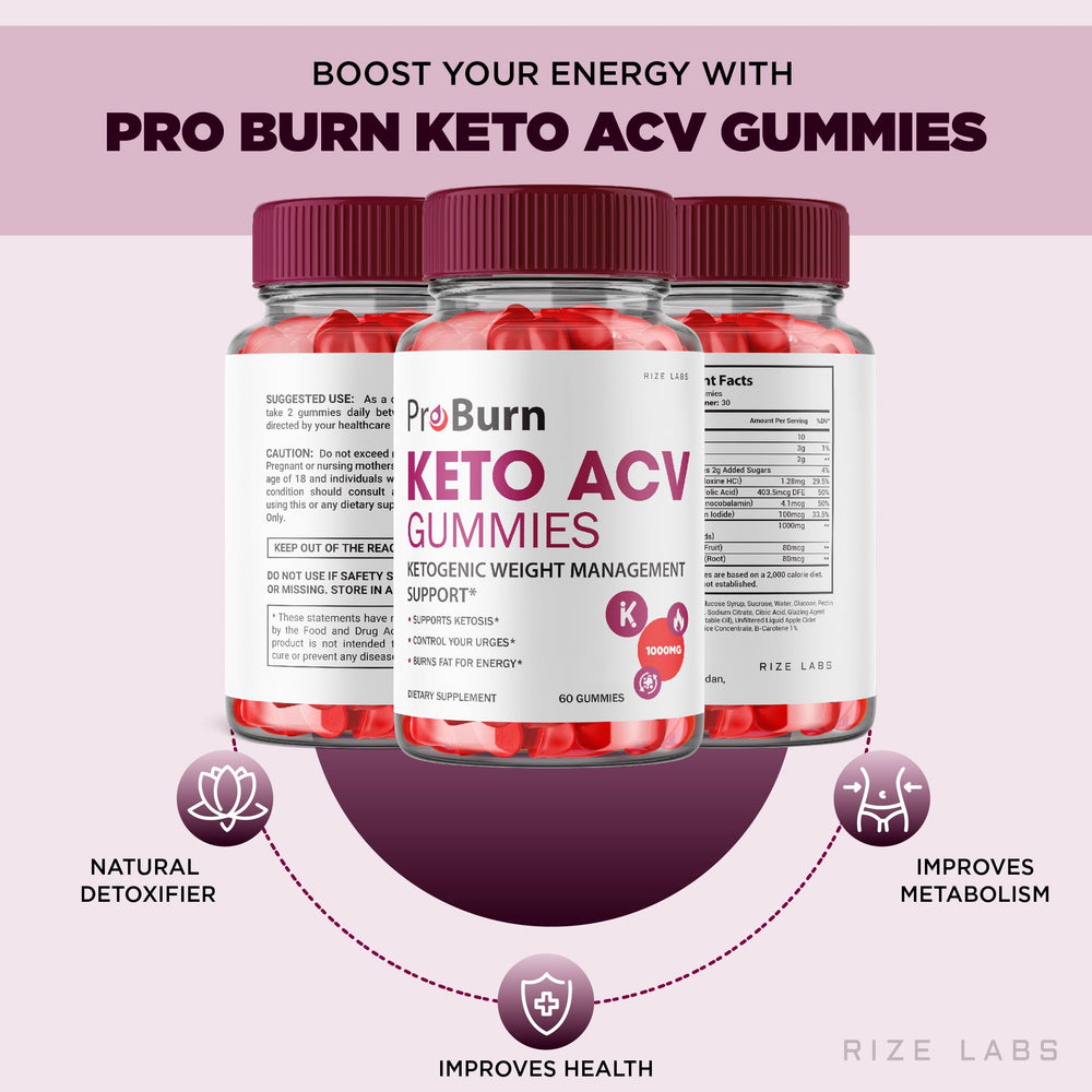 Ingredients list close-up for Pro Burn Keto ACV Gummies
