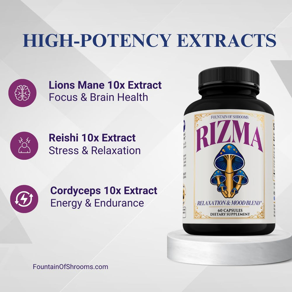 Serving scoop with Rizma capsules and 10:1 extract label