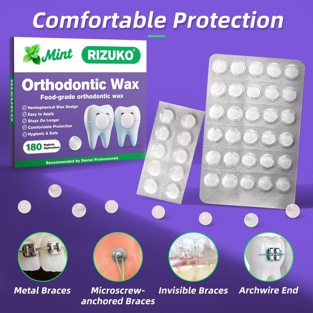 Individually wrapped orthodontic wax dots for braces - mint