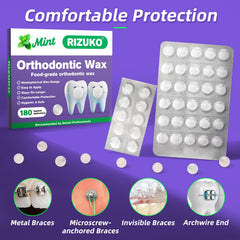 Individually wrapped orthodontic wax dots for braces - mint