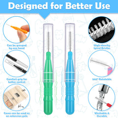 Interdental brush in pink color close-up