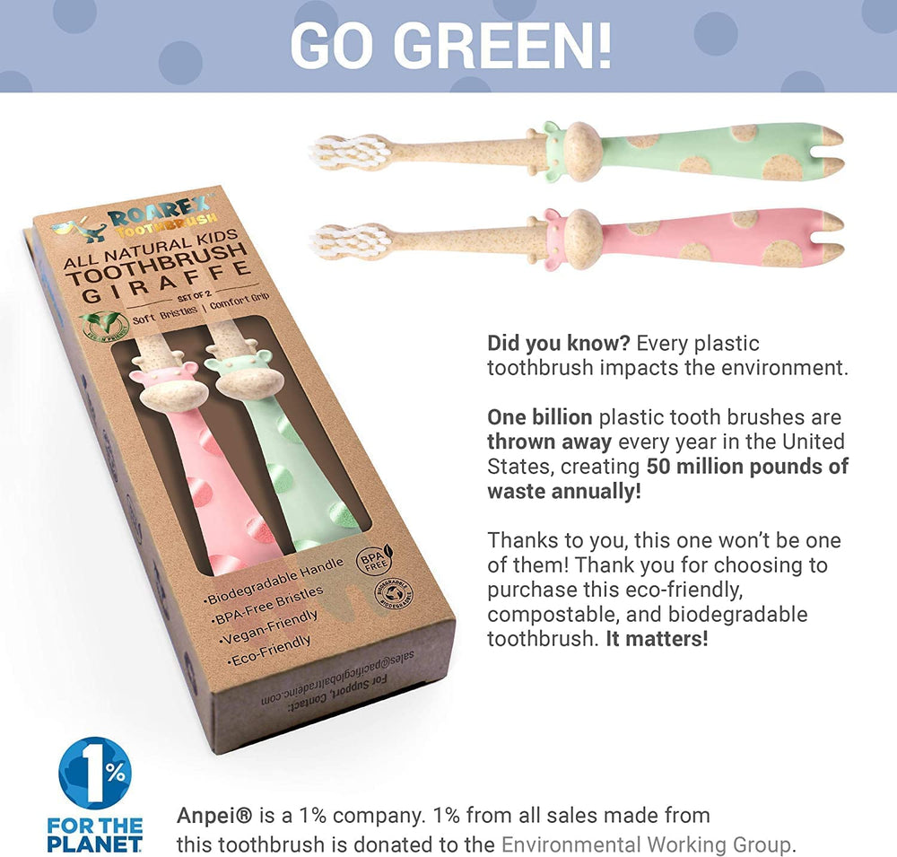 ROARex 4-pack eco-friendly kids toothbrushes