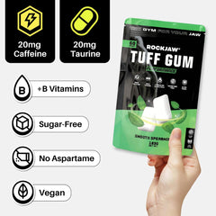 Ingredients list for ROCKJAW Jawline Gum Smooth Spearmint packaging
