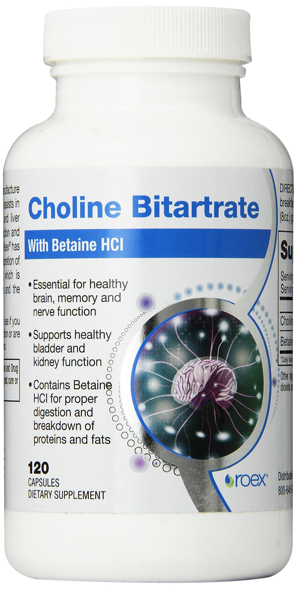 Roex Vitamins Choline Bitartrate bottle label