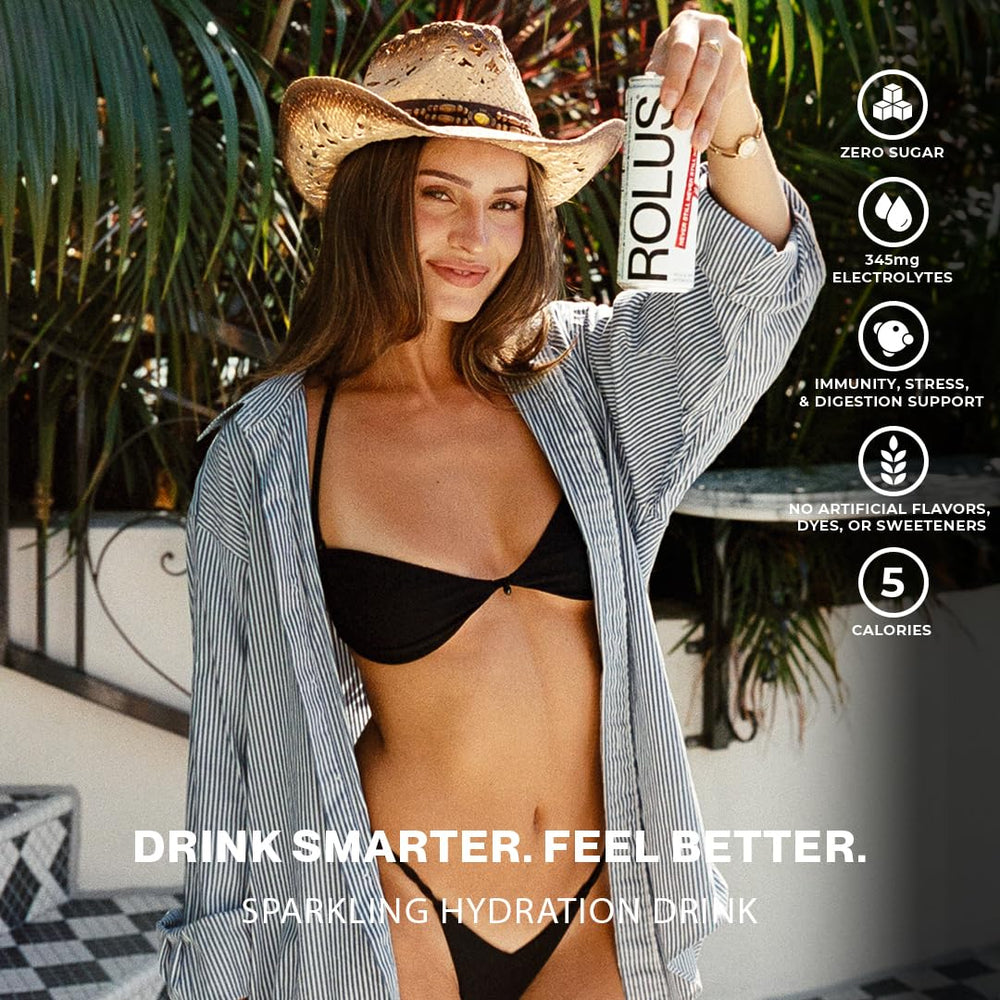 ROLUS Sparkling Electrolyte 12-pack display signals everyday ready hydration.